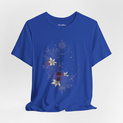 “Dark Floral Moon & Ornamental Geometry” T-Shirt Dark Floral Moon Ornamental Geometry Unisex Jersey Short Sleeve Tee