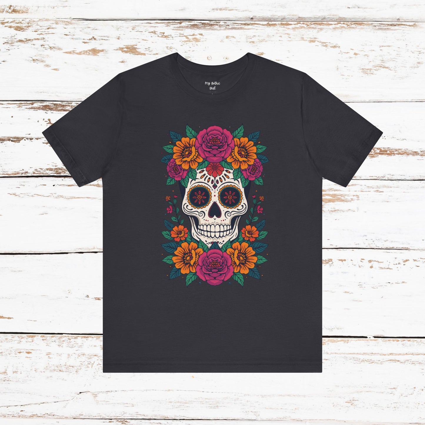Sugar Skull Floral Tee — Day of the Dead Skull T-Shirt