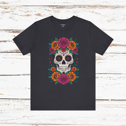 Sugar Skull Floral Tee — Day of the Dead Skull T-Shirt