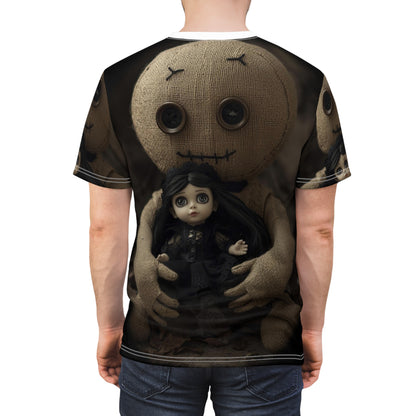 Gunny Sack Doll with Toy Gothic Doll | Horror All-Over Print T‑Shirt