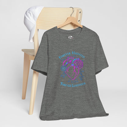 "FOREVER HAUNTED, FOREVER LUMINOUS"  Gothic Graphic T-Shirt – Alt Aesthetic Poetic Goth Streetwear