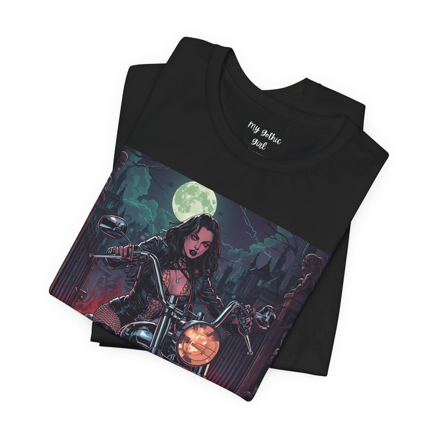 Dark Rider Motorcycle T-Shirt — "A dark desire now sets forth into the night" Gothic Tee