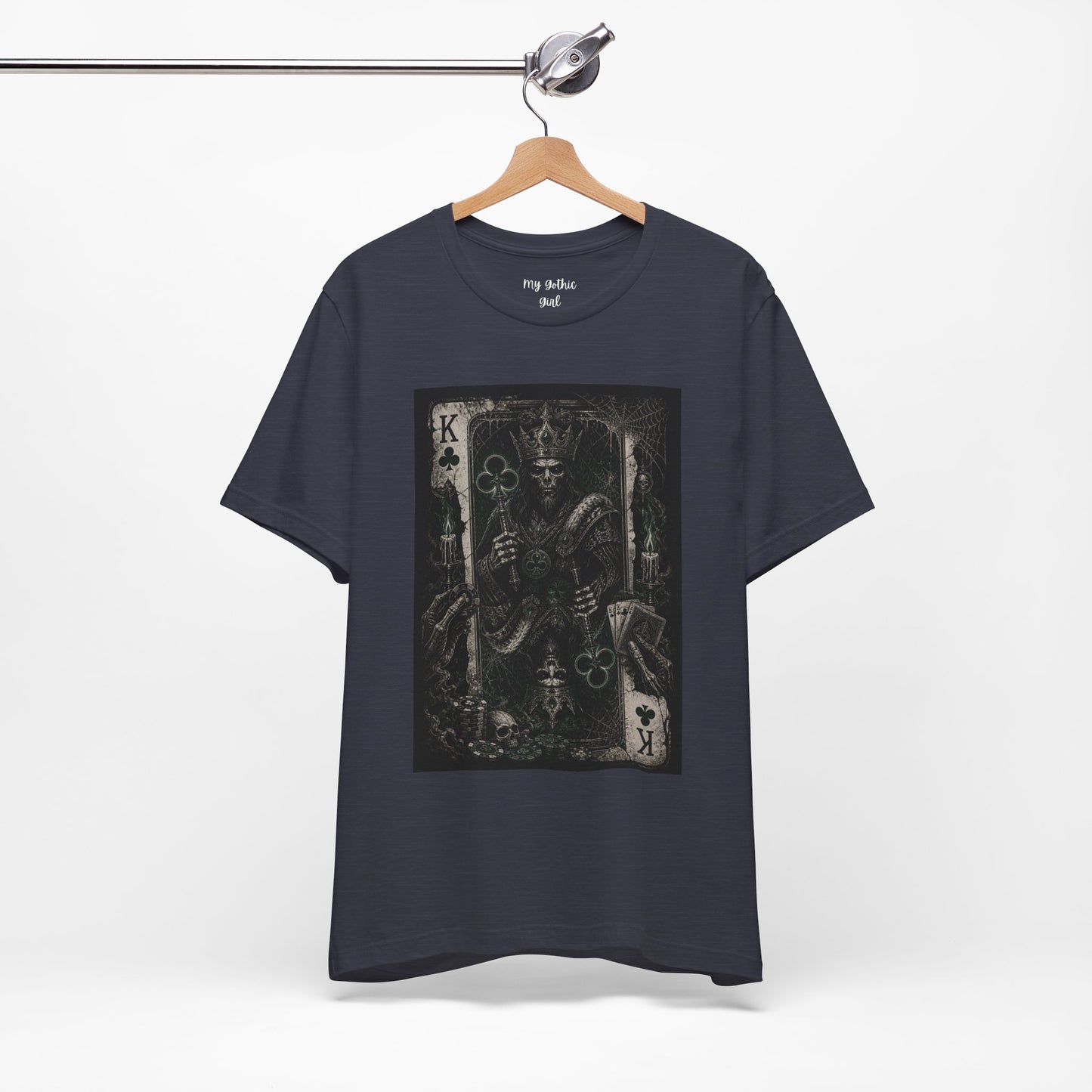 King of Clubs Gothic Playing Card Tee — Dark Skull Poker Graphic T-Shirt