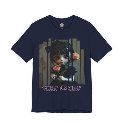 “Sweet Darkness” — Kawaii-style Gothic doll Graphic T-Shirt – Alt Aesthetic Poetic Goth Street-wear