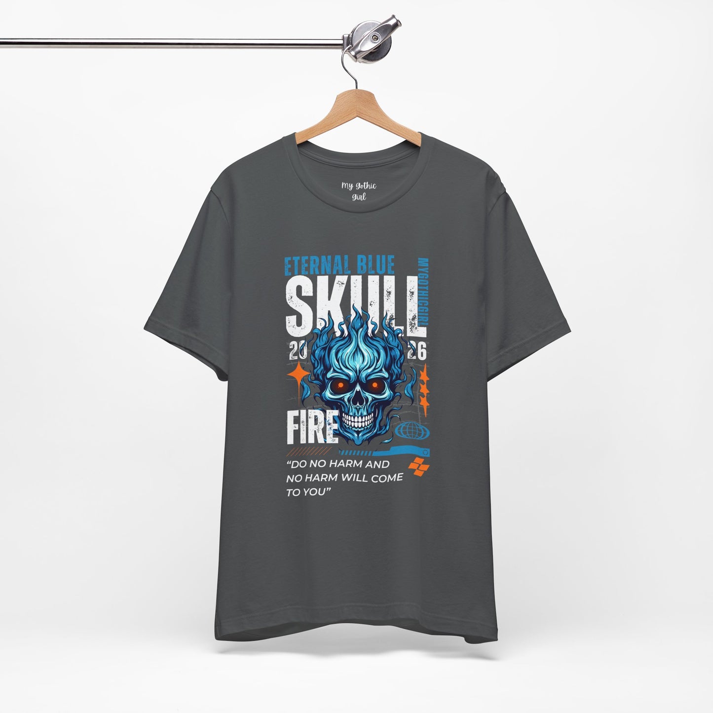 Eternal Blue Skull Flame Gothic Tee