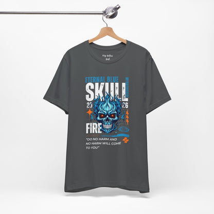 Eternal Blue Skull Flame Gothic Tee