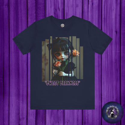 “Sweet Darkness” — Kawaii-style Gothic doll Graphic T-Shirt – Alt Aesthetic Poetic Goth Street-wear