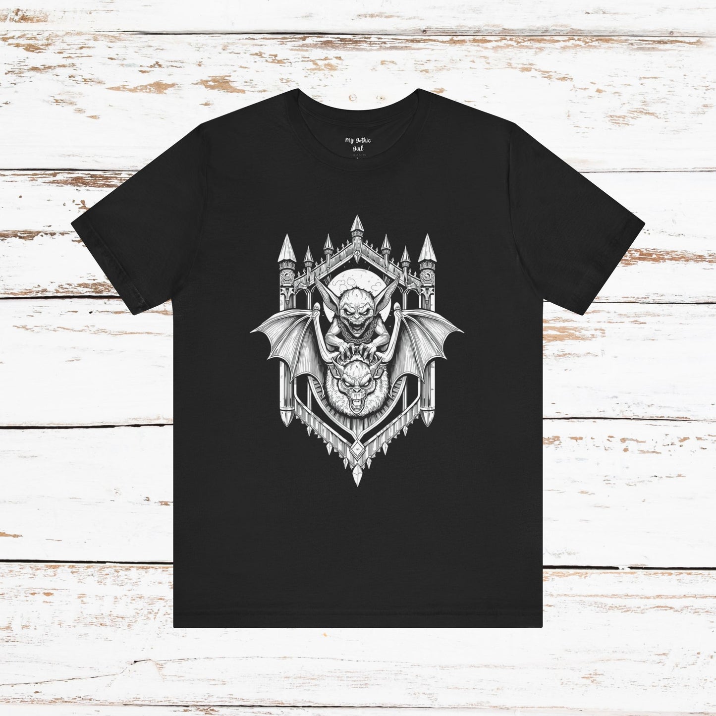 A Sinister Gremlin Riding on a Flying Bat - Graphic Tee