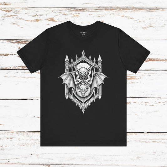 A Sinister Gremlin Riding on a Flying Bat - Graphic Tee