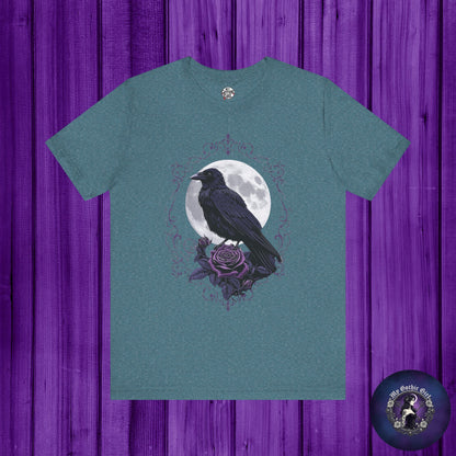 "The Raven and Moon"  Gothic Graphic T-Shirt – Alt Aesthetic Poetic Goth Street-wear