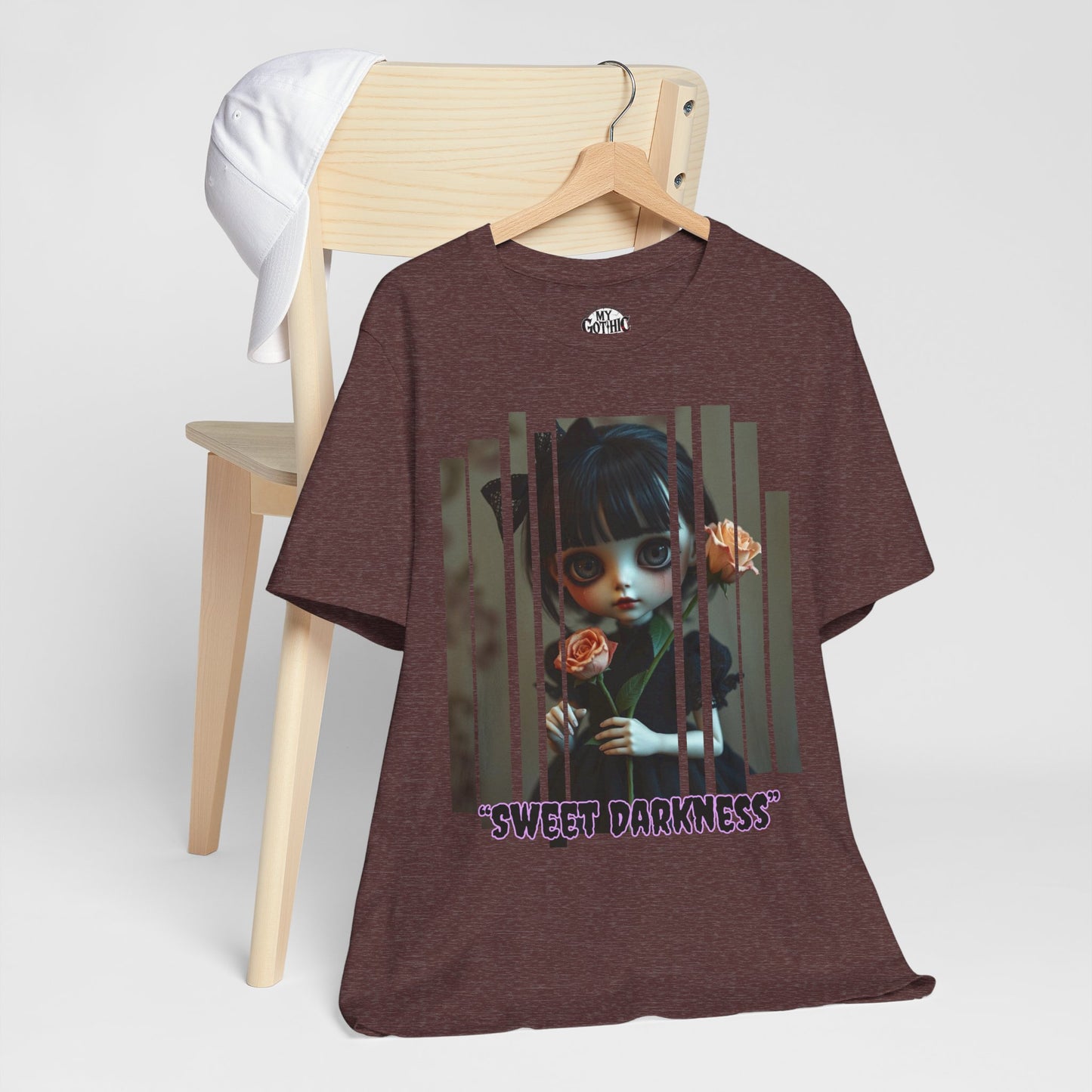 “Sweet Darkness” — Kawaii-style Gothic doll Graphic T-Shirt – Alt Aesthetic Poetic Goth Street-wear