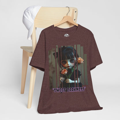 “Sweet Darkness” — Kawaii-style Gothic doll Graphic T-Shirt – Alt Aesthetic Poetic Goth Street-wear
