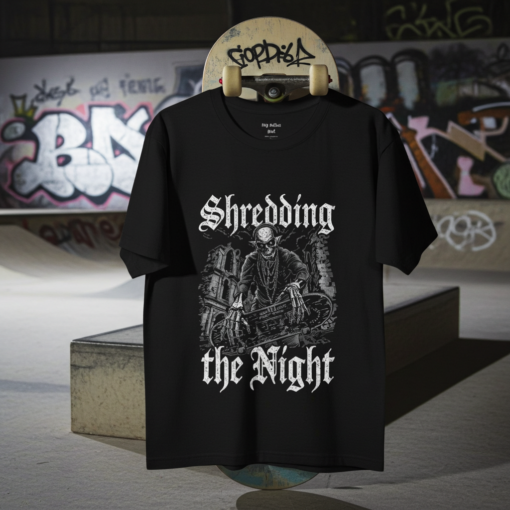 "Shredding The Night" Street Skater T Shirt