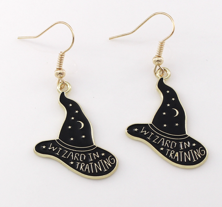 Gothic Black Cat Skull Earrings for Women's Jewelry
