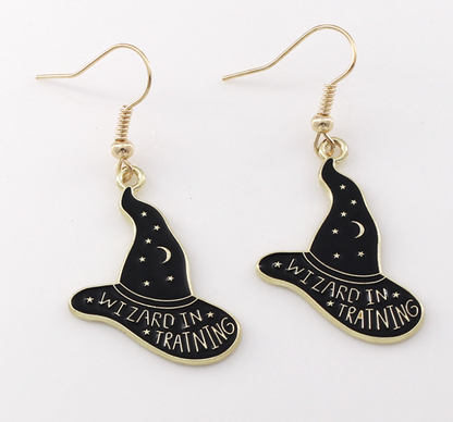 Gothic Black Cat Skull Earrings for Women's Jewelry