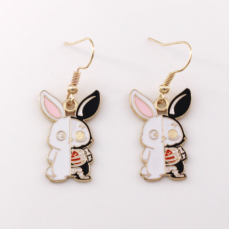 Gothic Black Cat Skull Earrings for Women's Jewelry